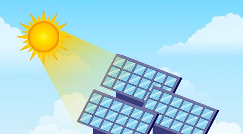 sun and solar panels vector