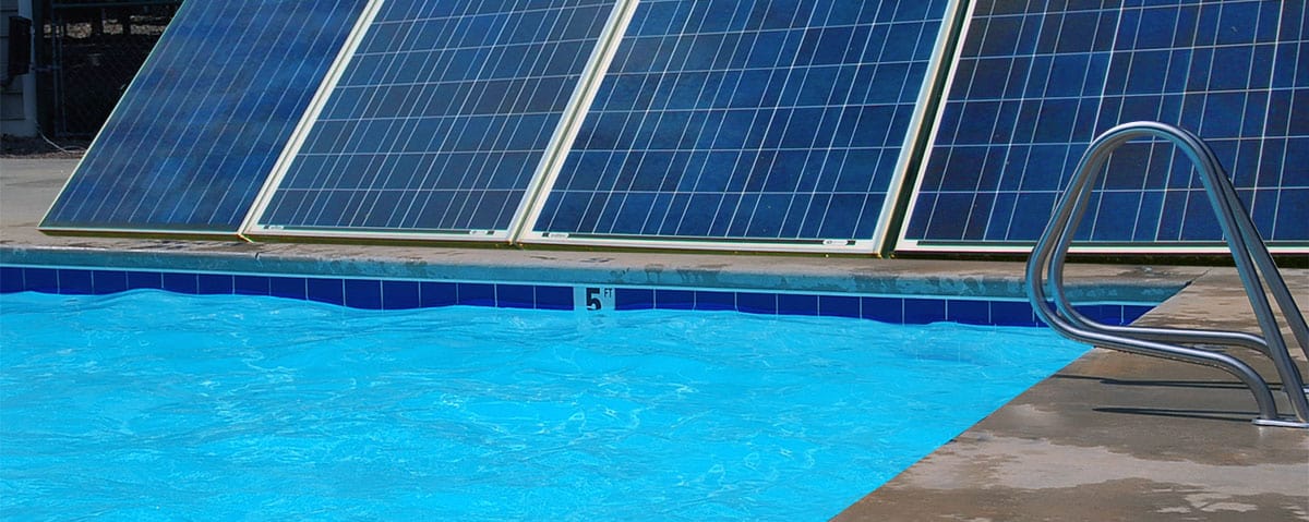 swiming pool heated by solar panel